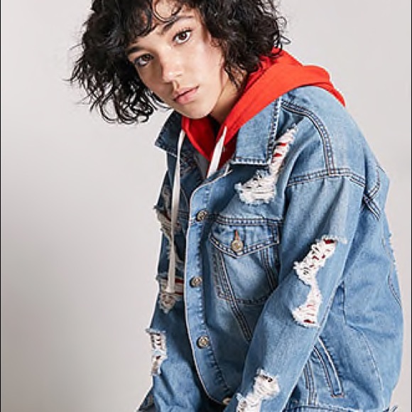 distressed jean jacket forever 21